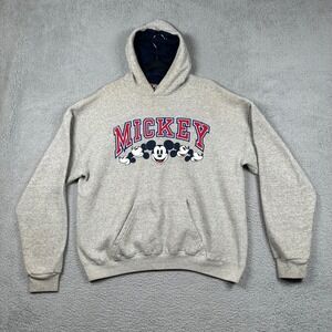Vintage Disney Designs Mickey Mouse Hoodie Gray XL Made in USA Walt Disney World